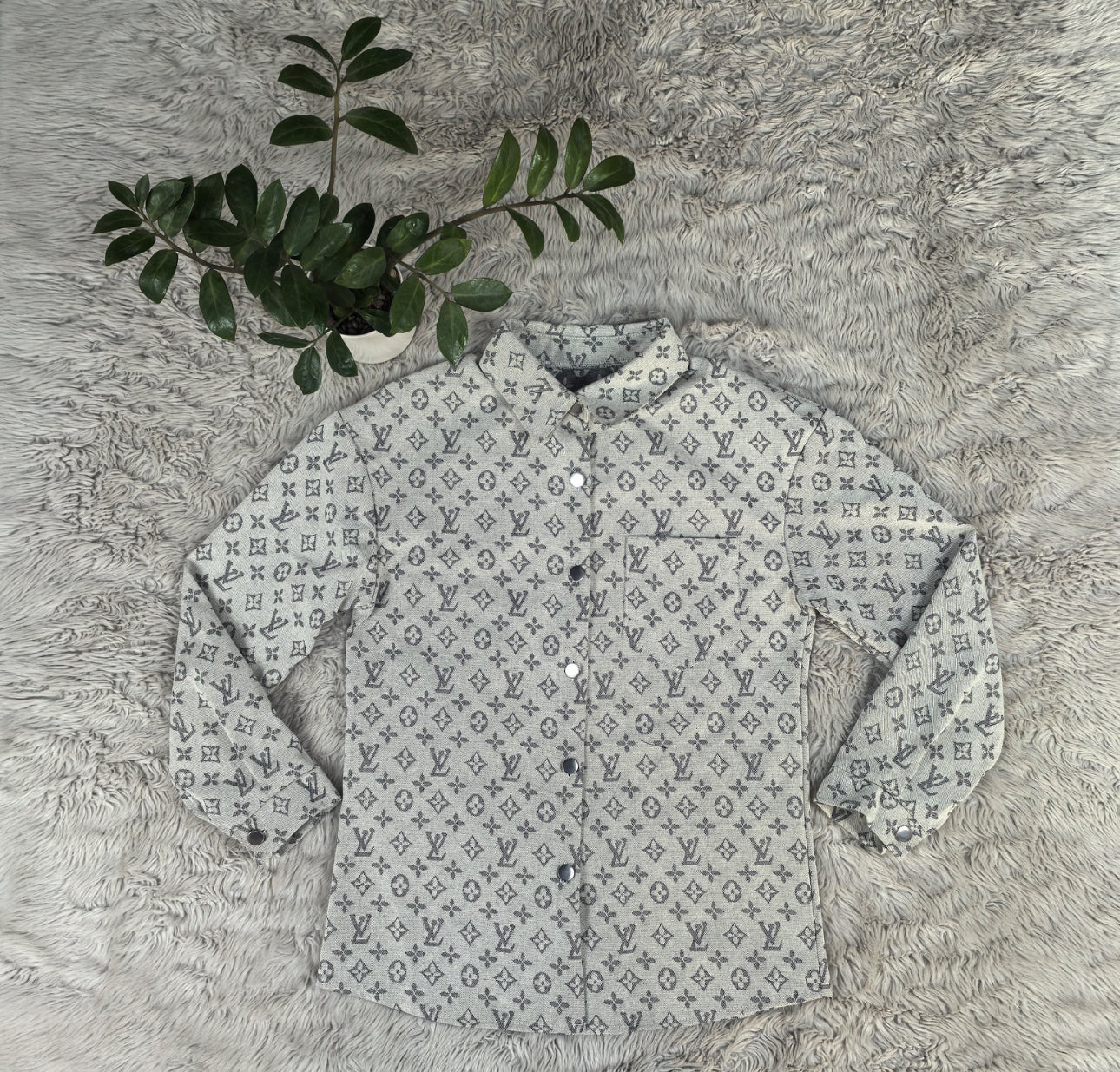 LV Grey Button Up Throw Over