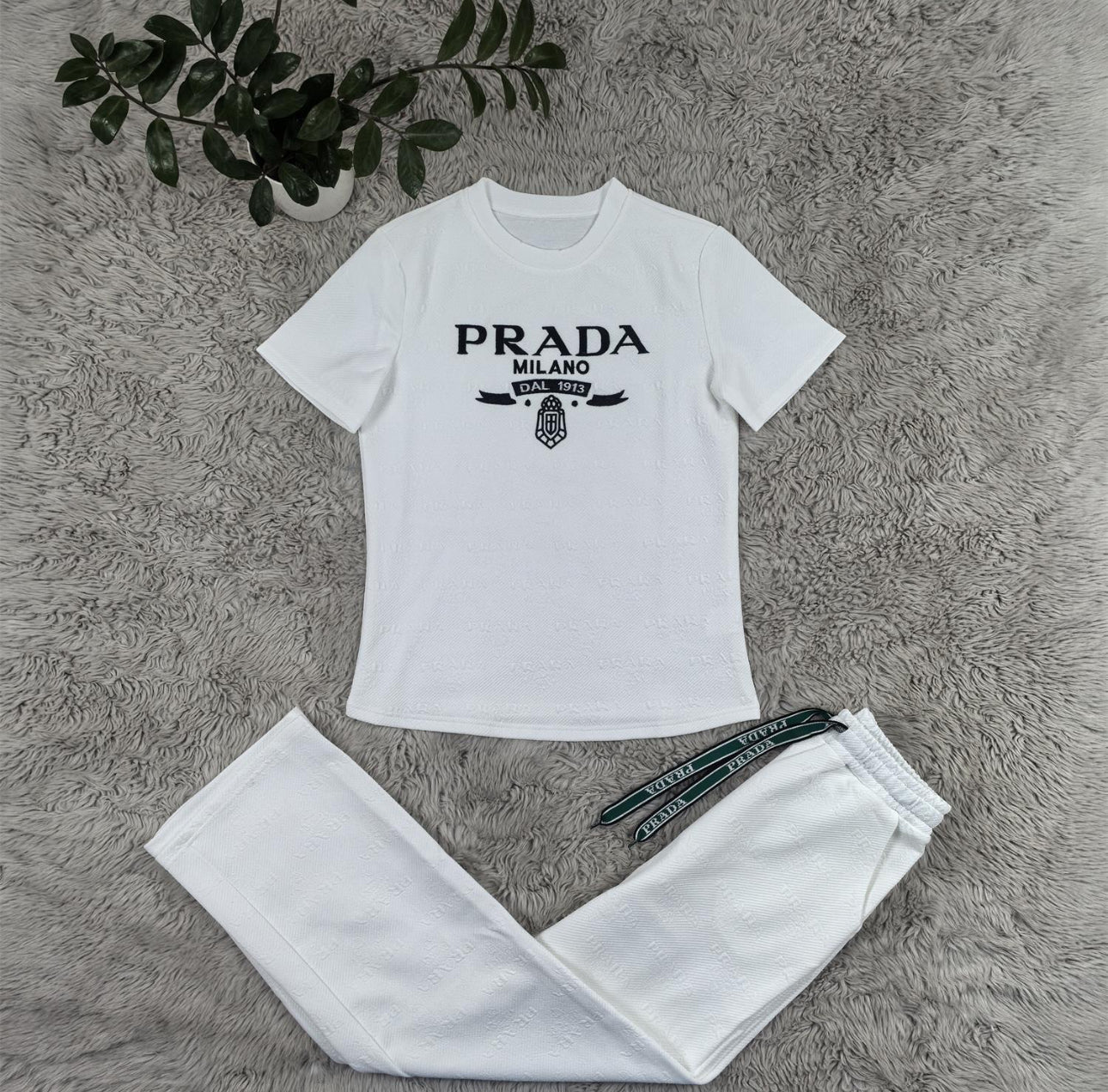 Prada Lounge Set | Relaxed Fit T-Shirt & Drawstring Pants
