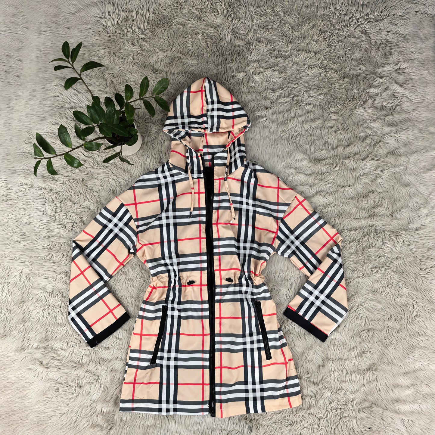 Burberry Check Hooded Jacket | Classic Plaid Mid-Length Designer Coat