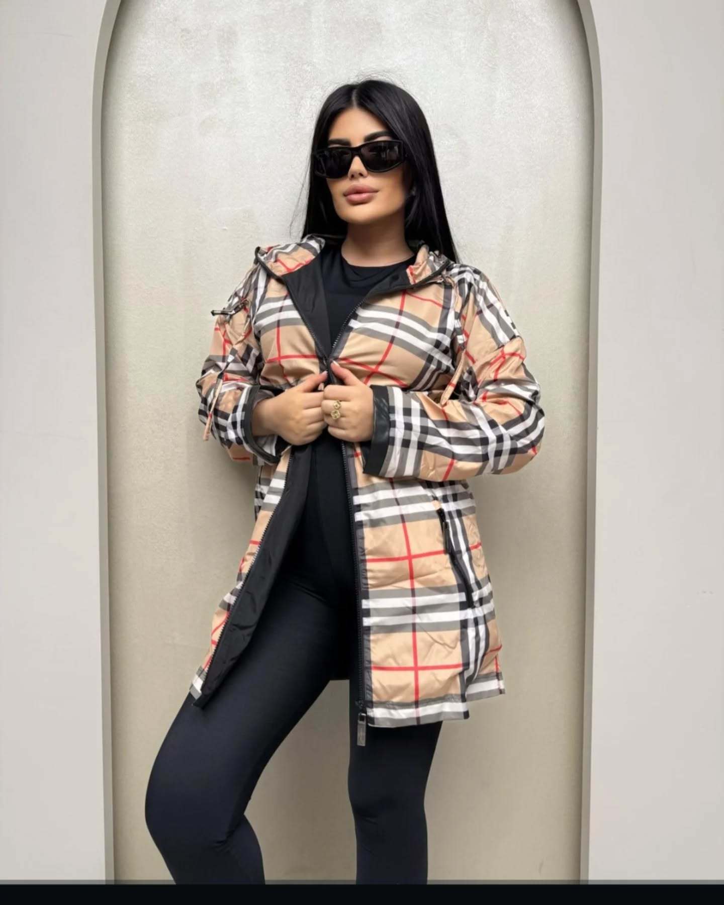 Burberry Check Hooded Jacket | Classic Plaid Mid-Length Designer Coat